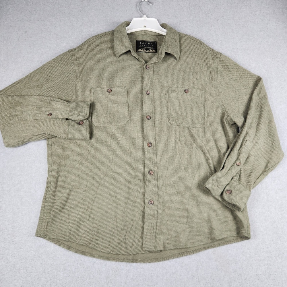 Jachs NY Shirt Men XL Olive Green Premium Outdoor Relaxed Fit Collared Button Up